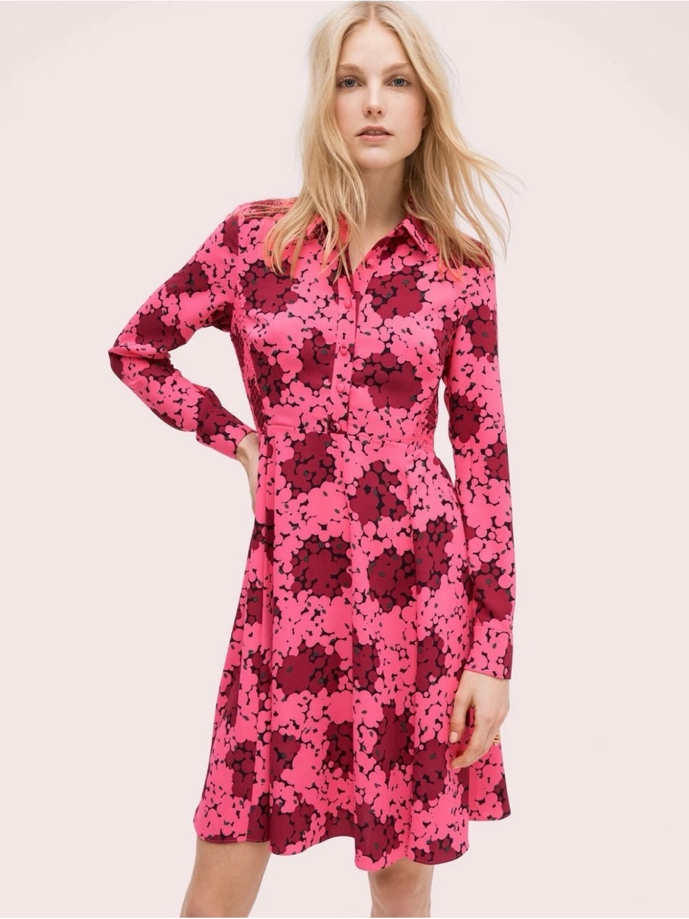 Kate Spade New York Bubble Dot Smocked Dress Rhubarb Jam